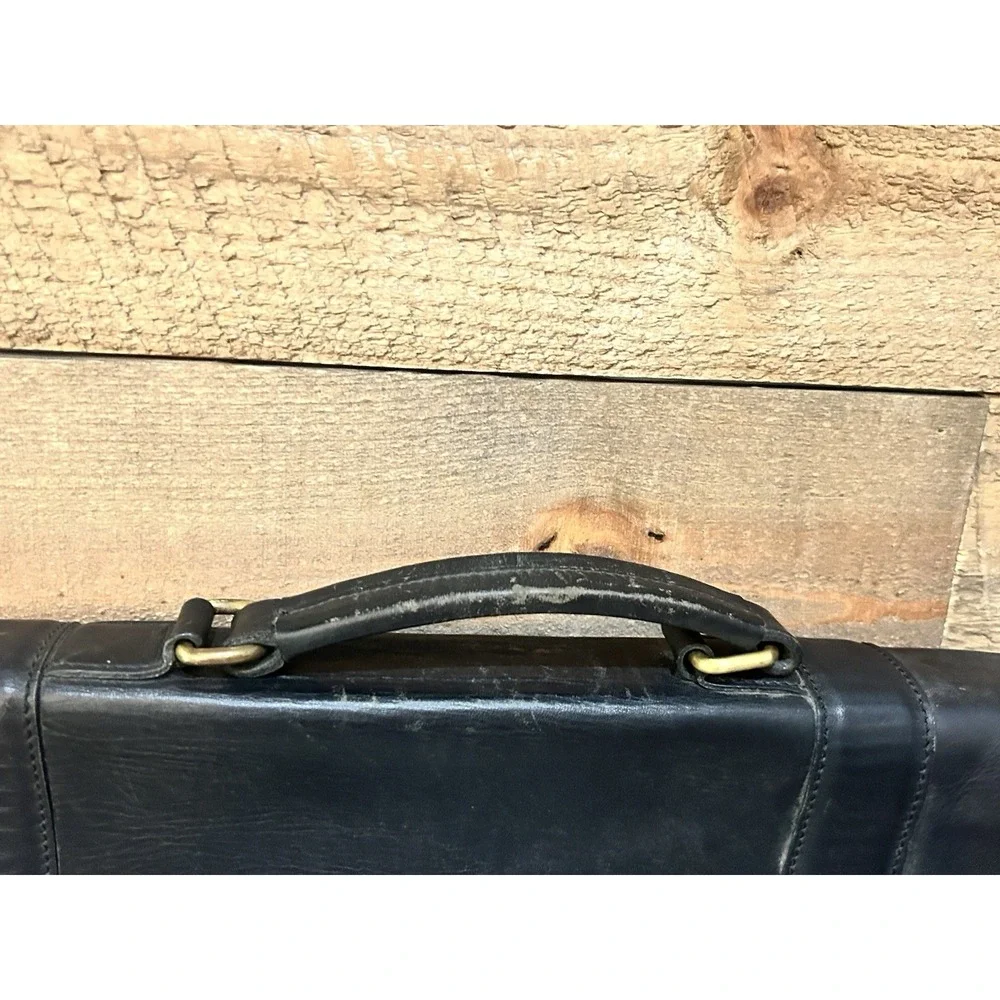 Men's  Leather Briefcase - Made in Korea Crossbody Strap 15x11 VTG